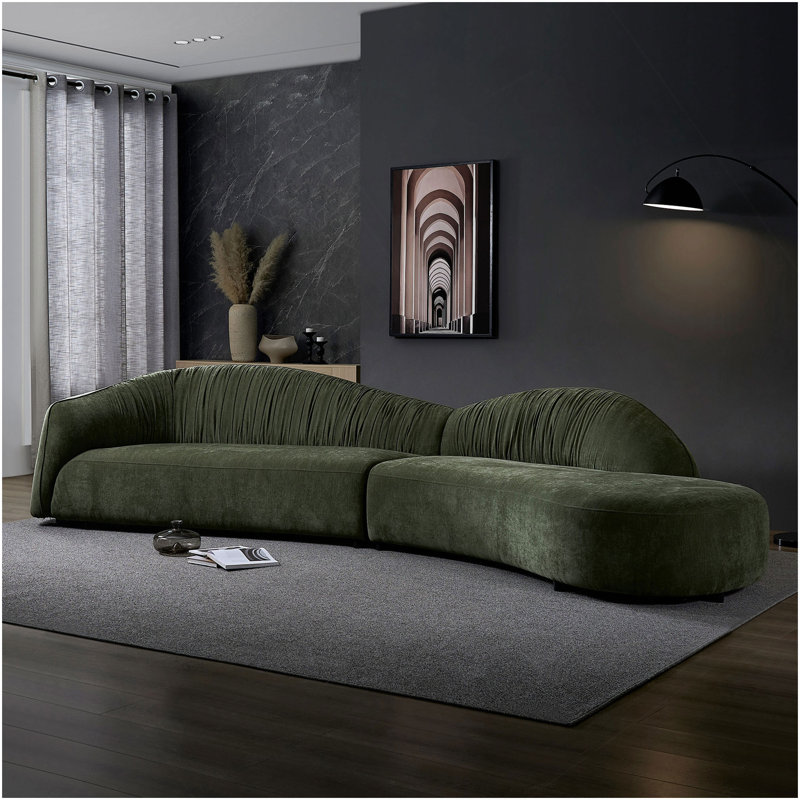 Canapé confortable avec méridienne 145,67 po Mid-Century, Face à la droite