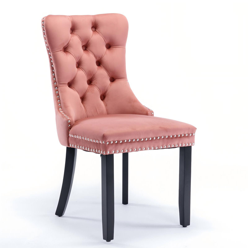 Chaises de salle à manger rembourrées Modern, Rose, Noir, noir, noir, noir