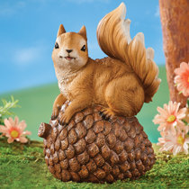Mangeoire pour écureuil en résine avec sculpture animalière