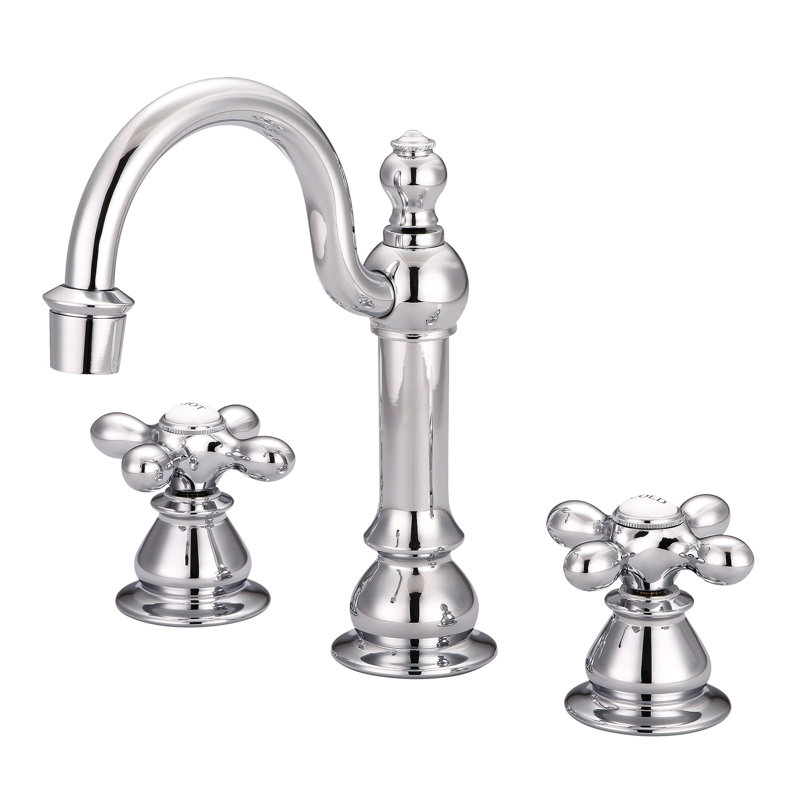 2-handle Bathroom Faucet with Drain Assembly, Cross Oval, Chrome