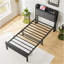 Structure de lit simple, tête de lit avec station de charge et stable, aucun sommier requis, assemblage facile