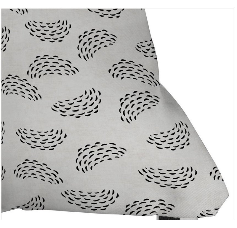 Coussin extérieur, 16 po x 16 po, Blanc / Noir