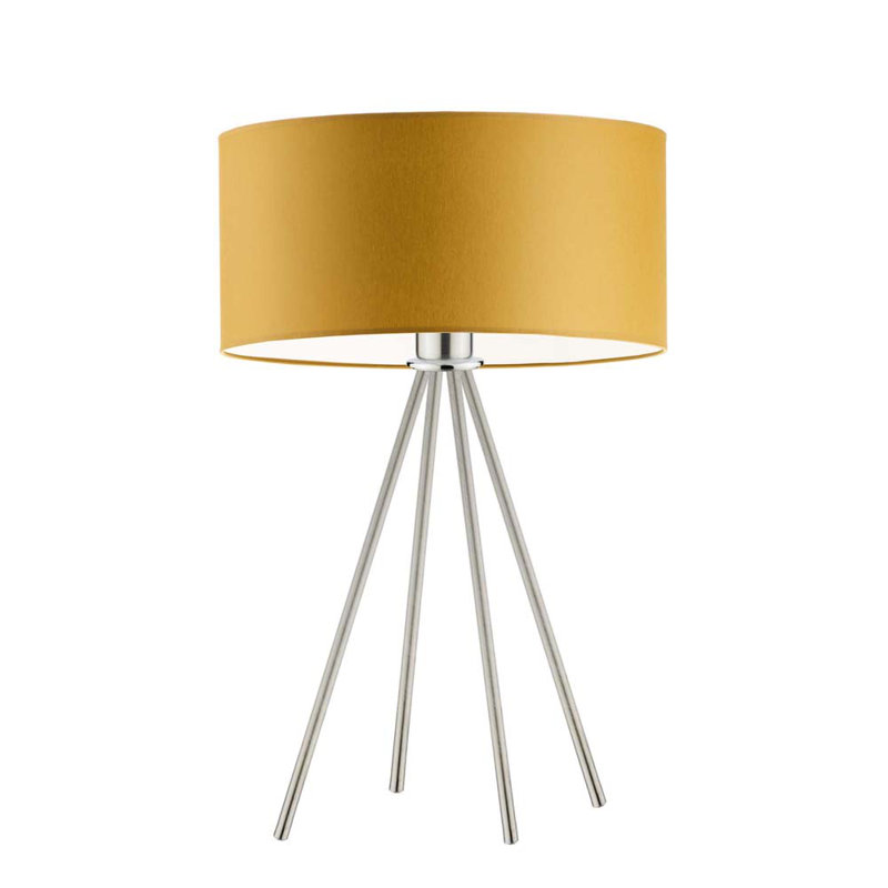 Arneshia Metal Table Lamp, Brushed Steel, Mustard