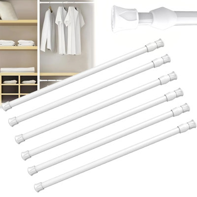 6 Pack Spring Tension Curtain Rod, Expandable, White