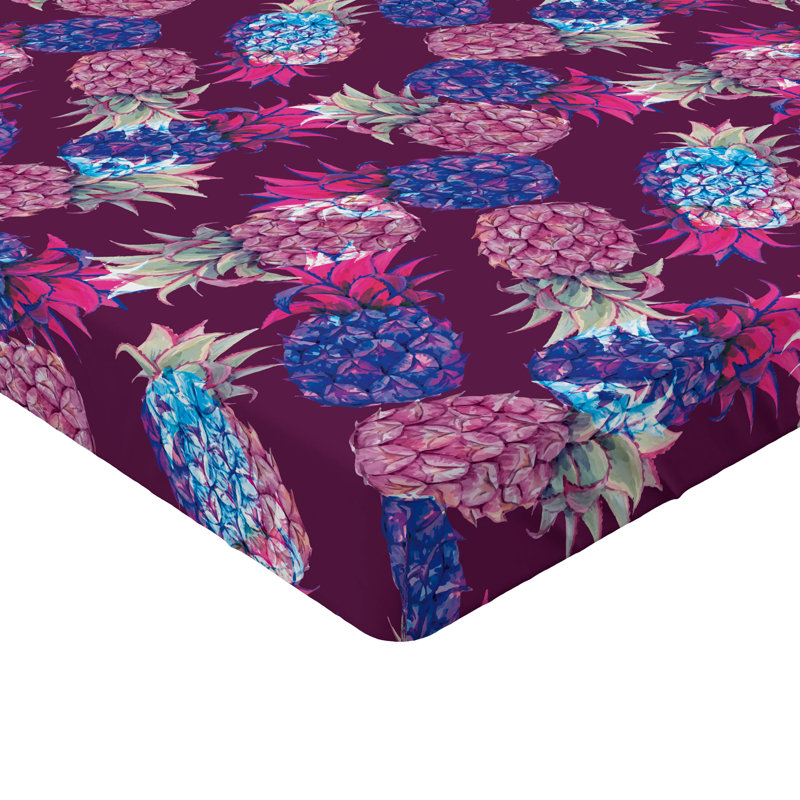 Ambesonne drap-housse tropical aquarelle ananas parcelle magenta foncé vert, Drap-housse très grand californien