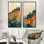 Grange avec tracteur, paysage sur un dessus de Brown III - Collection d'art mural 2 pièces