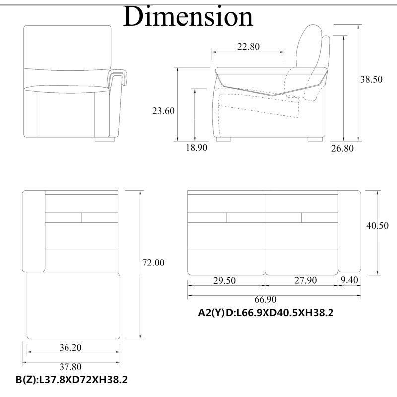 Minnich Upholstered Power Reclining L-Shaped Sectional, Left Hand Facing, Aqua