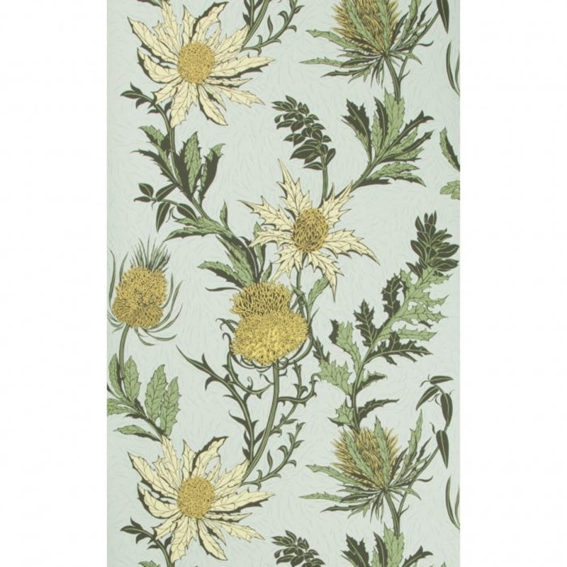 Floral Wallpaper Roll, Light Blue/Yellow