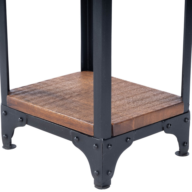 Grimsley Wood & Iron Pedestal Stand, Dark Brown