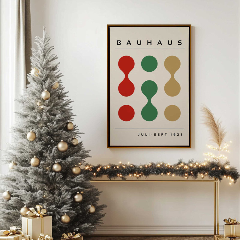 «Bauhaus Shapes», reproduction réinventée sur toile, Cadre flottant doré, H 48,75 po x l 32,75 po