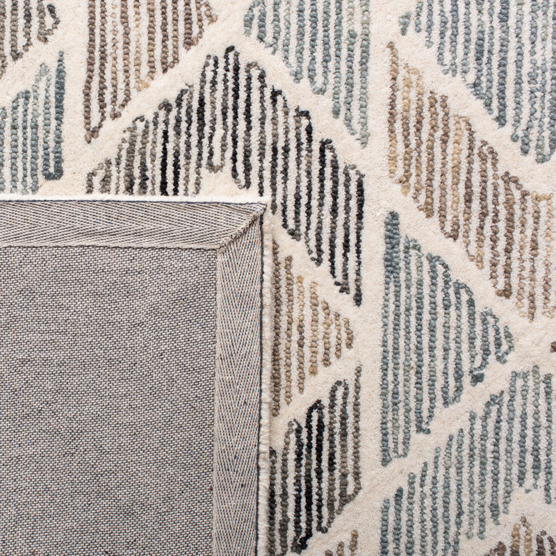 Tapis géométrique en laine / coton touffeté à la main Fredrika, Rectangle de 5 pi x 8 pi