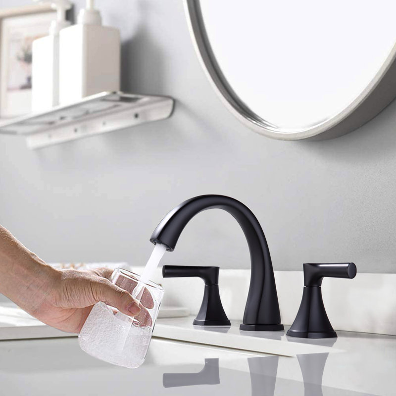 2-handle Bathroom Faucet with Drain Assembly, Matte Black