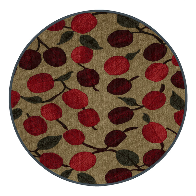Washable Jujube Fruits Area Rug, Round 3'