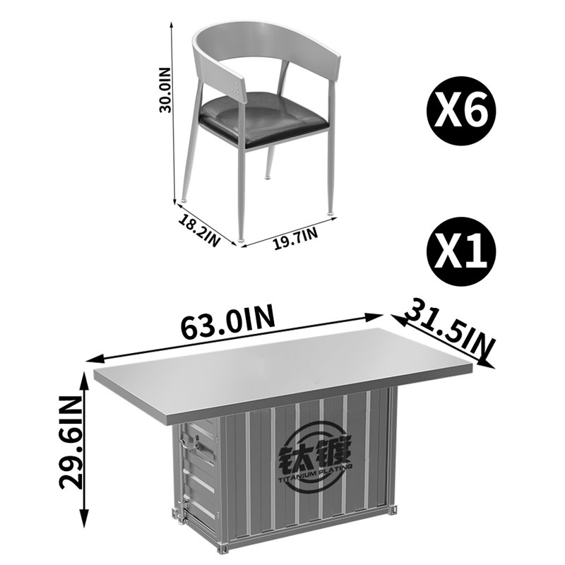 Katileya - Person Pedestal Dining Set, 29.6"H x 63"L x 31.5"W