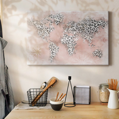 Pink Cheetah Map-Gallery Wrapped Canvas