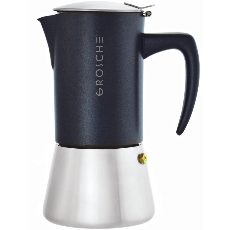 Grosche Milano Stovetop Espresso 6-Cup Moka Pot Coffee Maker, Silver