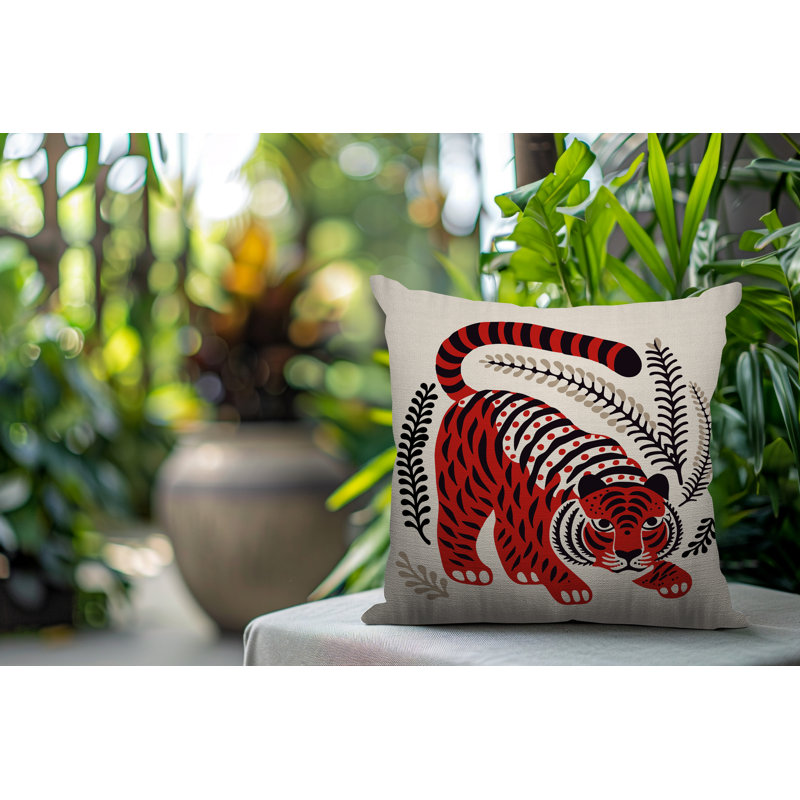 Oreiller carré réversible Remo Tiger, Carré 15 po, Rouge