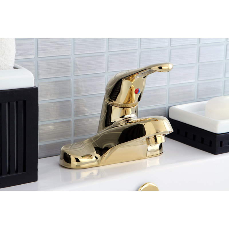 Centerset Bathroom Faucet avec mitigeur, Avec le drain pop-up en laiton, Laiton poli