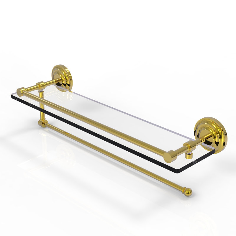 Meira Bracket Shelf with Towel Bar, Polished Brass, 5'' H x 16'' W x 5'' D