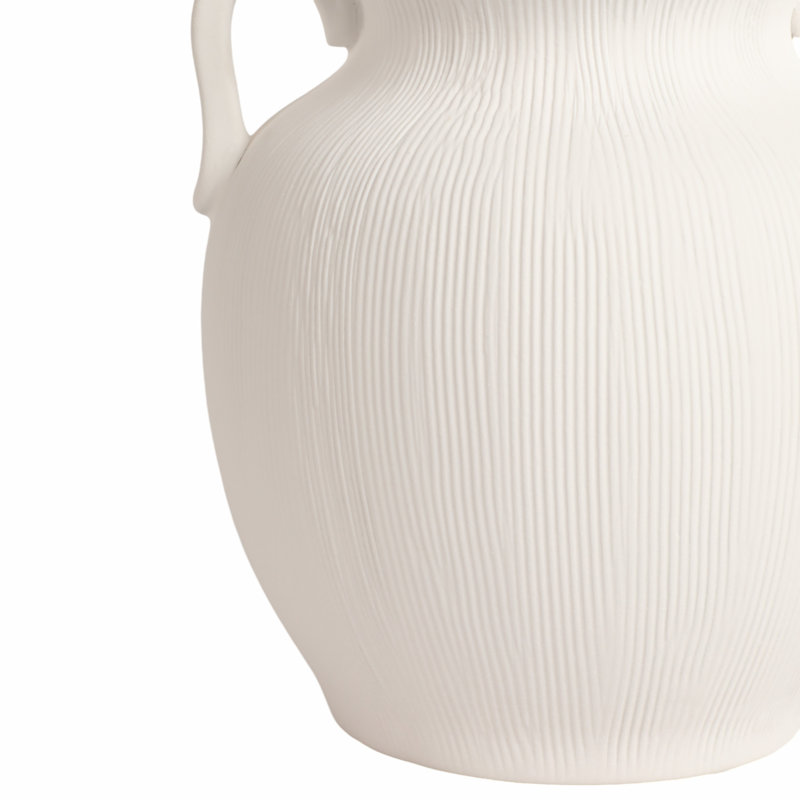 Tiyler Black Weathered Jug With Handles, 10" H x 9" W x 8" D, White