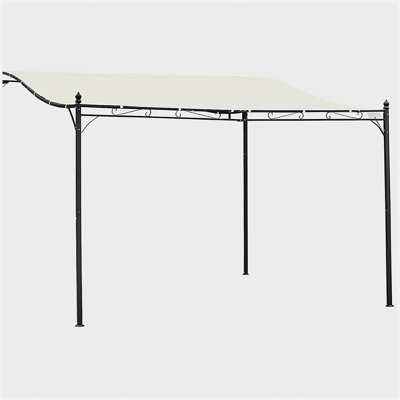 Pavillon de jardin extérieur en acier de 10 pi x 13 pi Outsunny, pavillon de patio avec tissu résistant aux intempéries et trous de drainage pour cour, terrasse, jardin, blanc crème