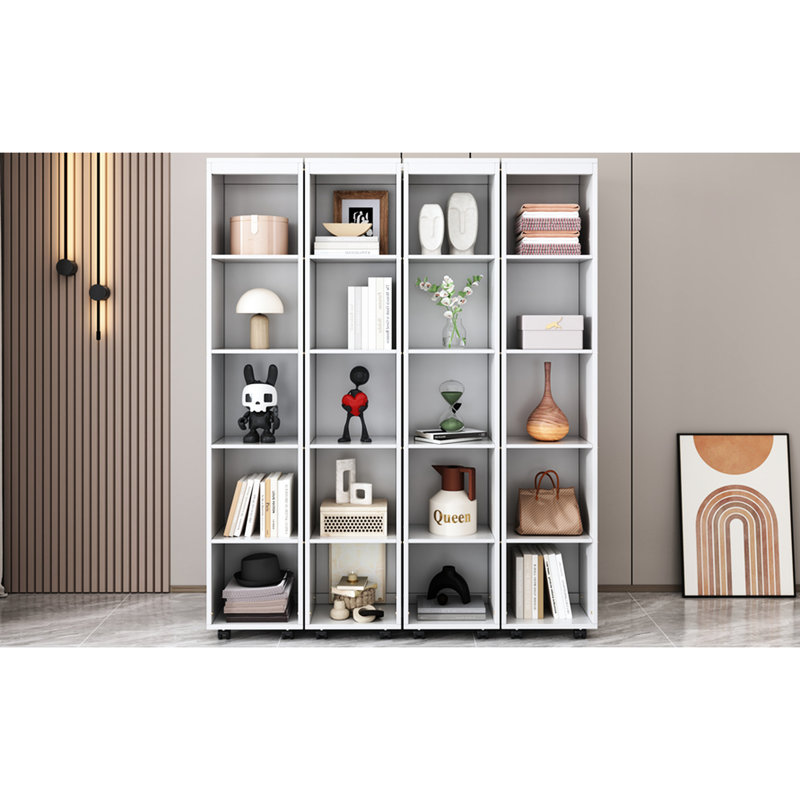 Queen Bed, White Finish, Space - Saving Bed With Foldable Cabinets, Fits Any Side Storage Doors, Hydraulic System For Easy Folding, Ideal Compact Spaces