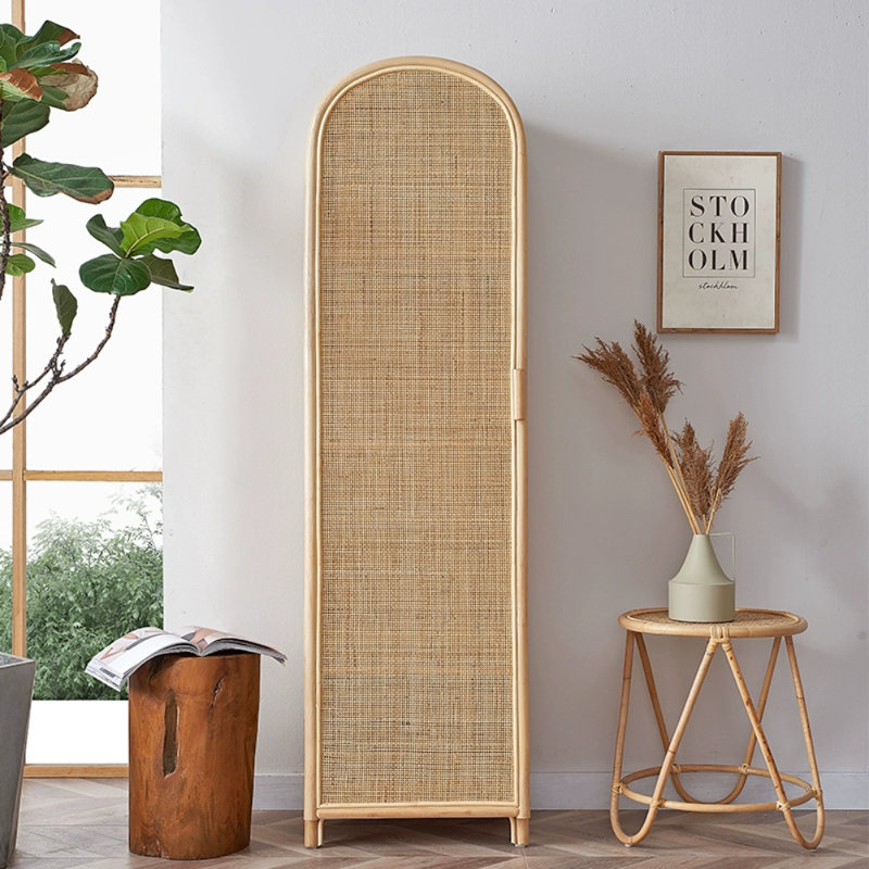 Simple Solid Wood Rattan Wardrobe