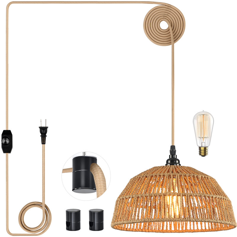 Ensemble de luminaire suspendu en rotin à 1 lumière Amaranthe