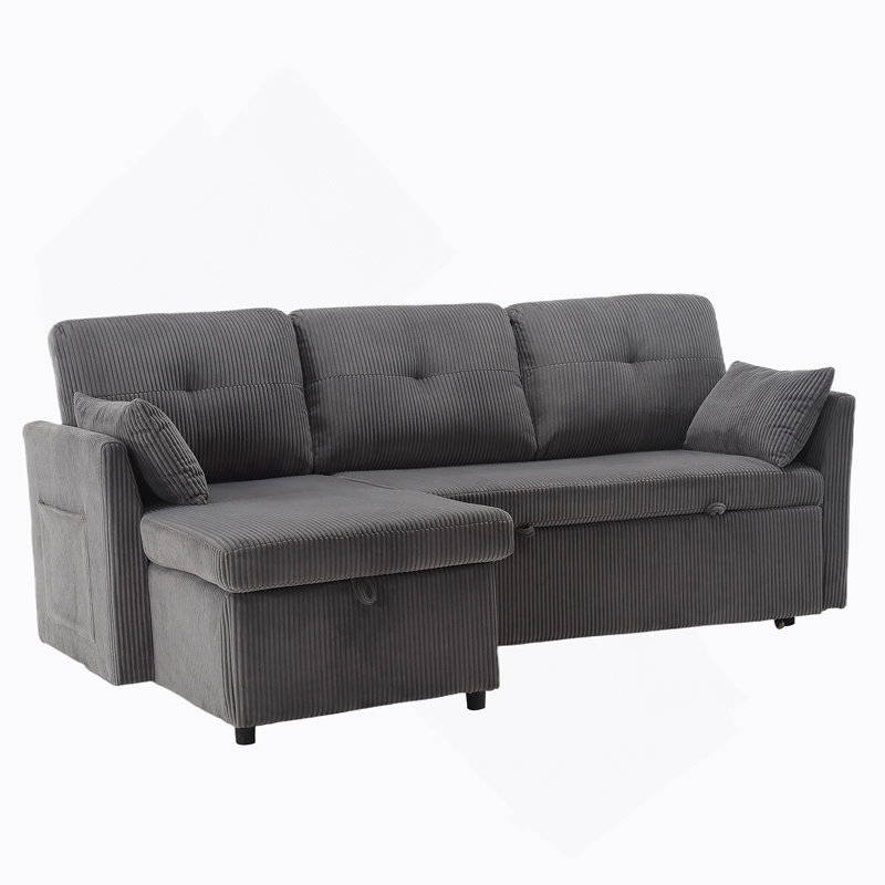 Modular Sectional Sofa L Shaped Modular Couch with Reversible Chaise, Dark Gray Velvet