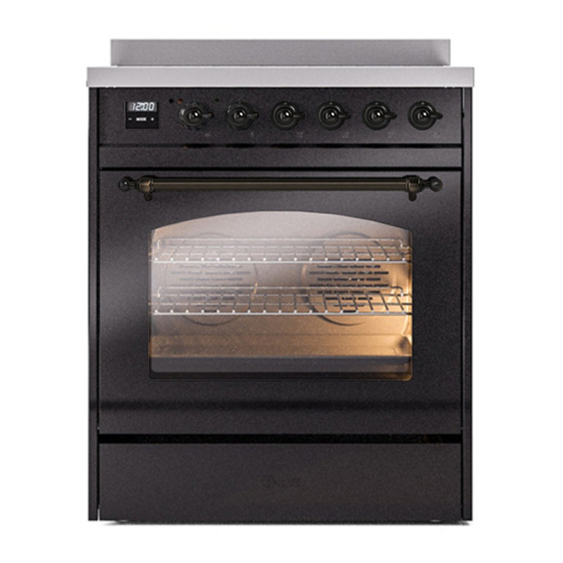 ILVE Nostalgie II 30 in Induction Range, Glossy Black/Bronze