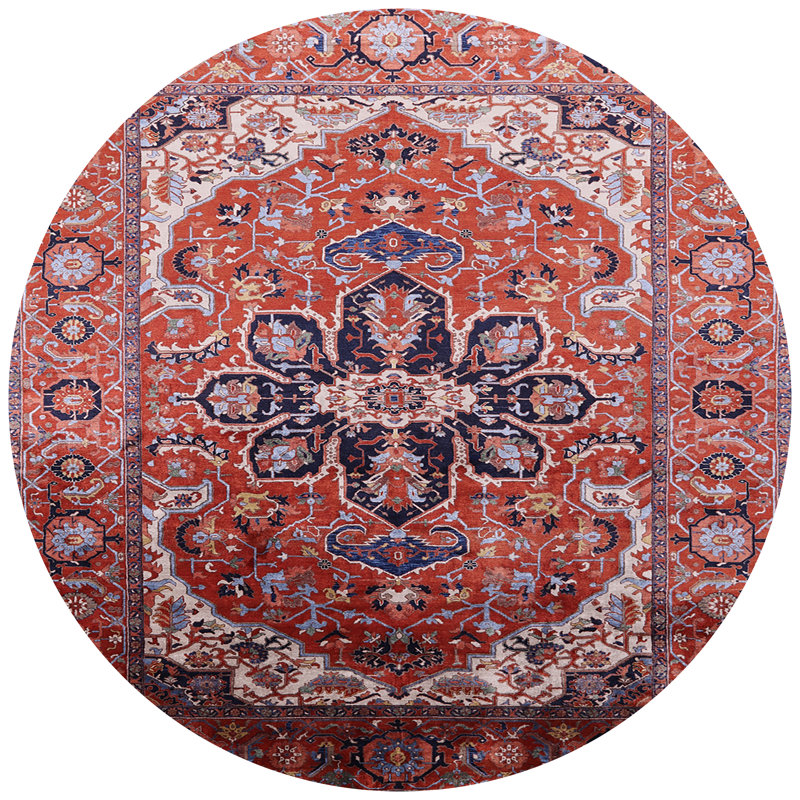 Tapis brun à motif oriental, Rond 6 pi
