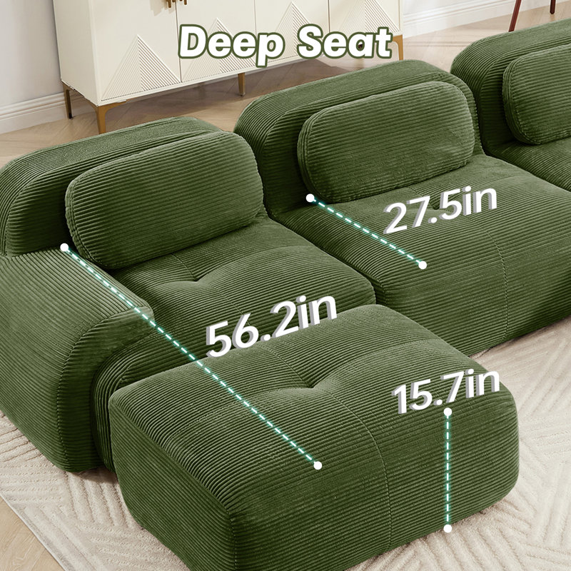 Canapé surdimensionné de 82 po avec revêtement, Vert