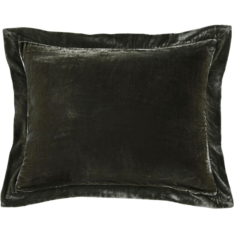 Stella Faux Silk Velvet Flanged Romantic Western 27x39 inch Dutch Euro Pillow, Fern Green
