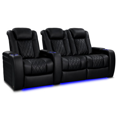 Siège de cinéma 92,25 po chauffé en cuir véritable avec porte-gobelet