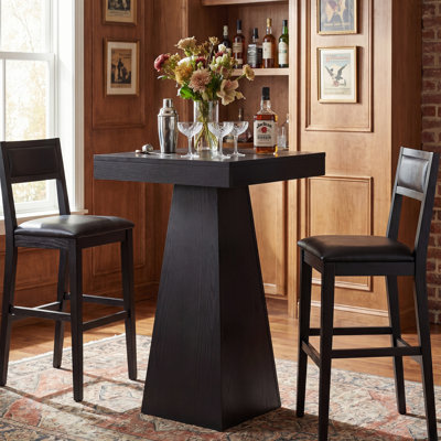 39.96" Height Square Bar Table Small Dining Table With Wood Conical Base