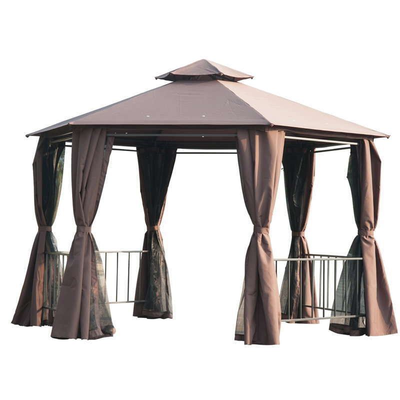 3m x 3.3m Metal Patio Gazebo, Brown