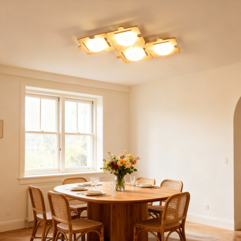LED Wooden Creative Puzzle-Style Flush Mount Light