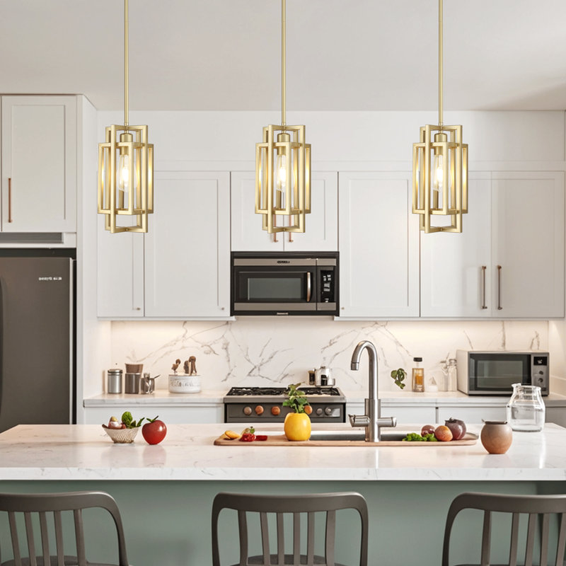 Husnu 5.51" W 1-Light Dimmable Metal Single Pendant Light, Gold