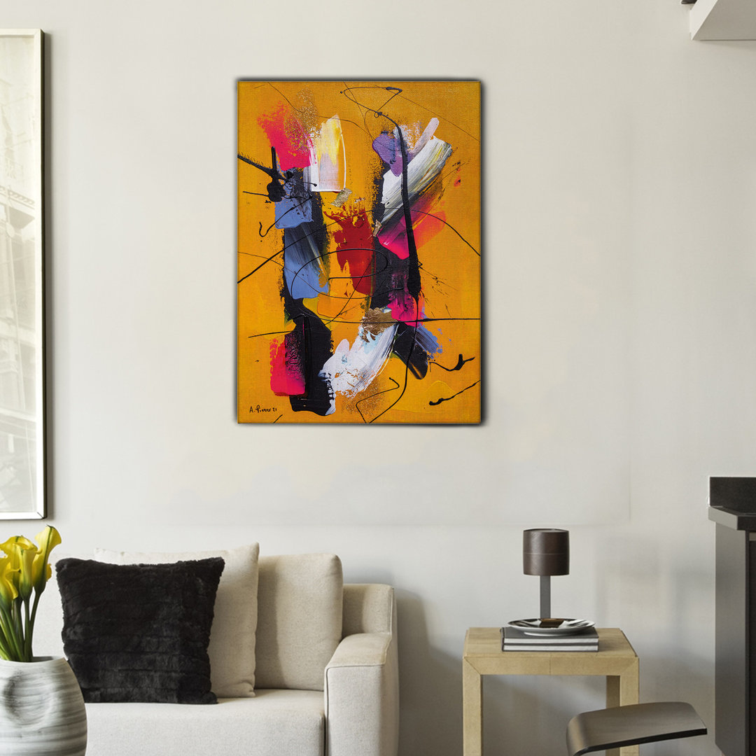 Metro Lane - Quadro - Alfredo Pierro - Conflitto - Tela Canvas Telaio Premium Alto Spessore 5 Cm - 100X140 - Pronto Da Appendere - Quadri Moderni Per