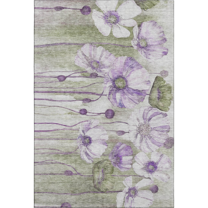 Premium Machine Washable Prisco Purple Rug, Rectangle 8' x 10'