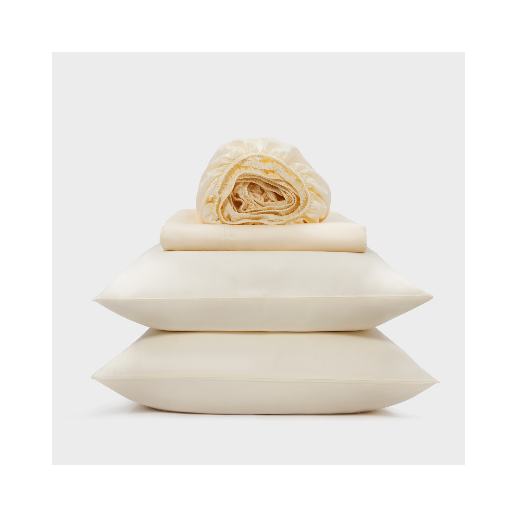 Tencel Sheet Set 4 Pieces, Queen Sheet Set + 1 Fitted Sheet + 2  Pillowcases, Cream White