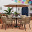 Ensemble de table de salle à manger 5 pièces en rotin et osier tressé avec trou pour parasol et coussins beiges-417713685