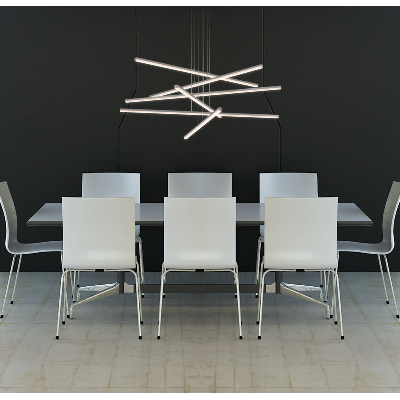 Bright Satin Aluminum 40" Modern LED Linear Chandelier