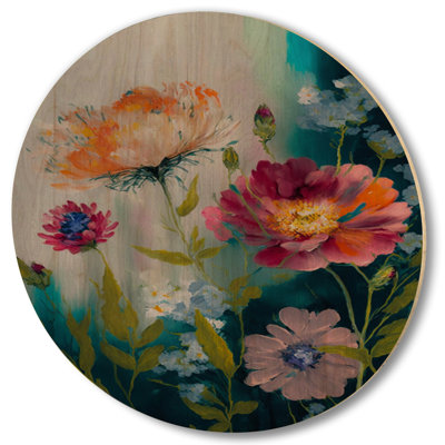 «Painted Blossoming Wildflowers VII», reproduction de bouquet floral sur bois