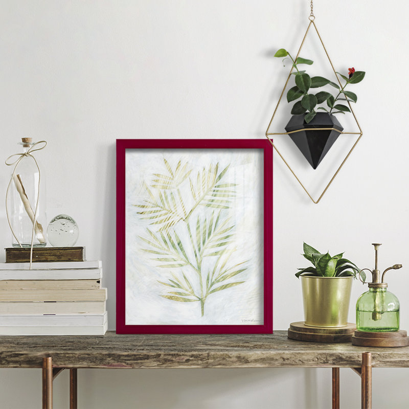 Tyrel Breezy Fronds III, encadré sur papier, Rouge cerise, H 15 po x l 12 po x P 1 po