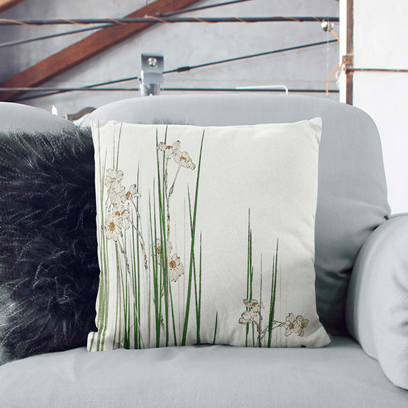 Daffodil Floral Square Cushion, 40cm H x 40cm W x 15cm D