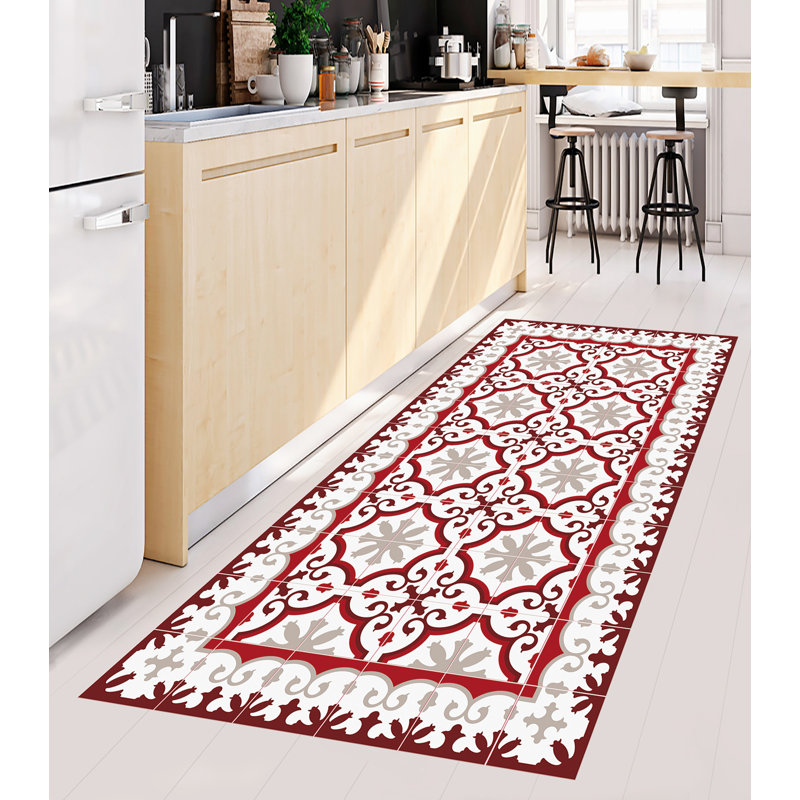 Emrey Vinyl Machine Printed Area Rug, Rectangle 2'7.5" x 4'11.1"
