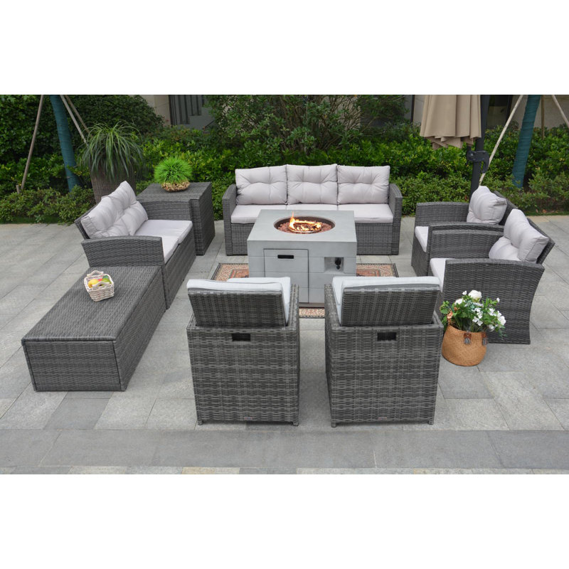 11 - Person Patio Conversation Set with Cushions