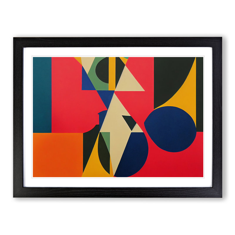A Bright Modern Abstract Art - Single Picture Frame Painting, 46cm H x 64cm W x 2cm D, Black