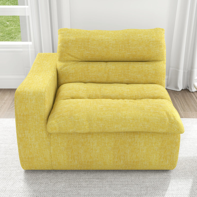 Aucun assemblage requis - Chaise longue de plancher pour le salon, la chambre à coucher et le bureau, Jaune